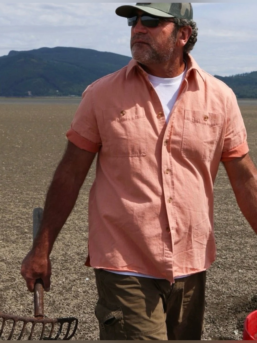 Atlantic Rancher Company Bayman’s Clamdigger Shirt, Short Sleeve Salmon Orange
